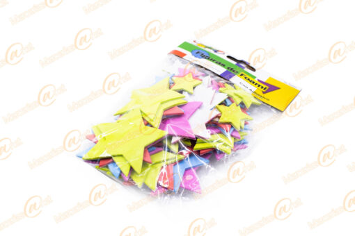 Distintivo figuras con adhesivo bolsa variedad estrellas espacio colores